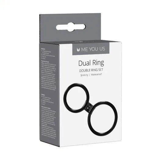 Me You Us Dual Ring Double Ring Set product packaging on a white background