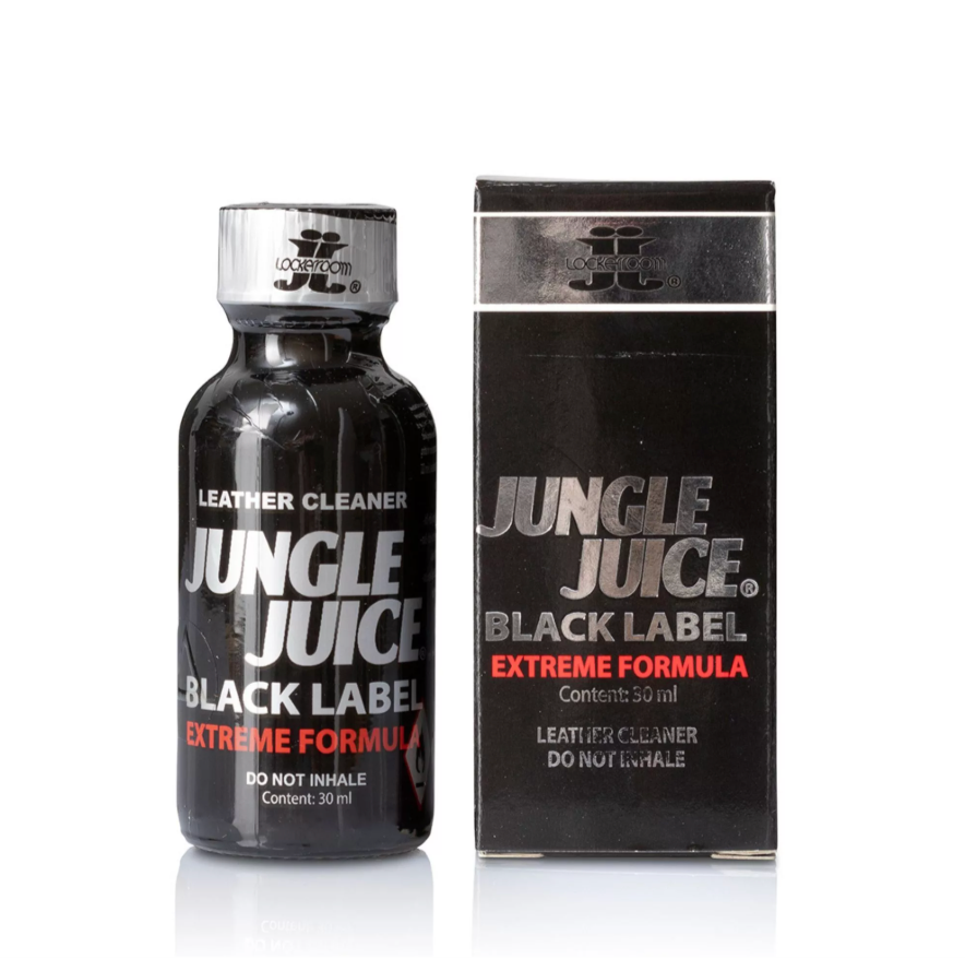 Jungle Juice Poppers Black Label Extreme Formula bottle and packaging on a white background
