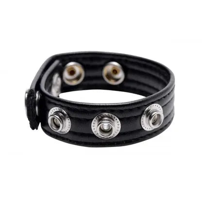 Black studded cock ring on a white background