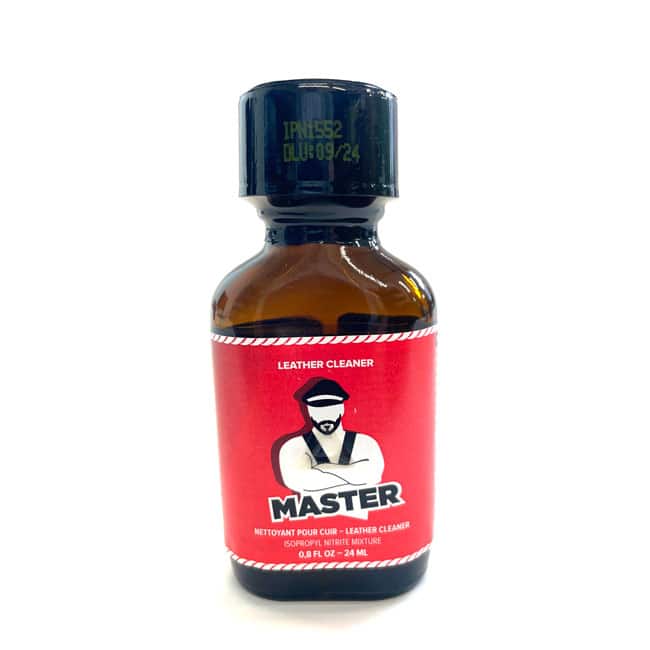 A small bottle of "Amsterdam Platinum 10ml" brand leather cleaner with a black cap and a label featuring a drawing of a man with a beard.